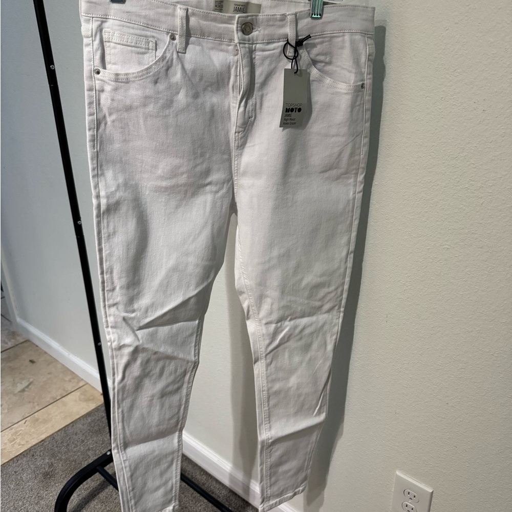 Topshop Jamie high rise skinny ankle grazer White Denim Jeans